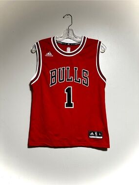 D. Rose adidas Red NBA Team Jersey with Black & White Patch
